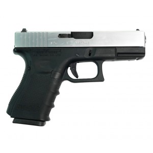 Страйкбольный пистолет WE Glock-19 Gen.4 Silver, сменные накладки WE-G003B-SV